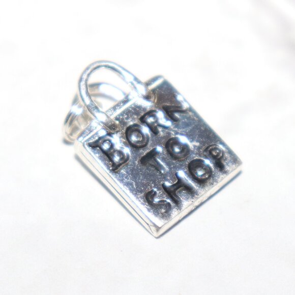 “Born to Shop” Silver-Tone Charm | .75" | Fun & Collectible | Fashion Lover Gift - Picture 1 of 5